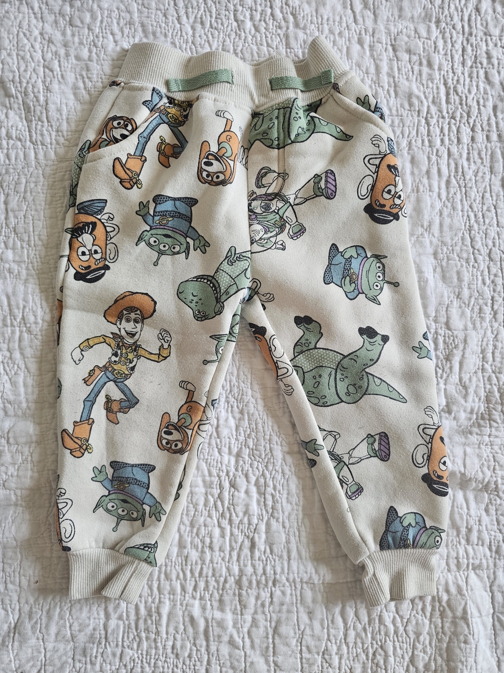 Toy Story Green/Cream Kids Jogger Pants with Character Print 2T